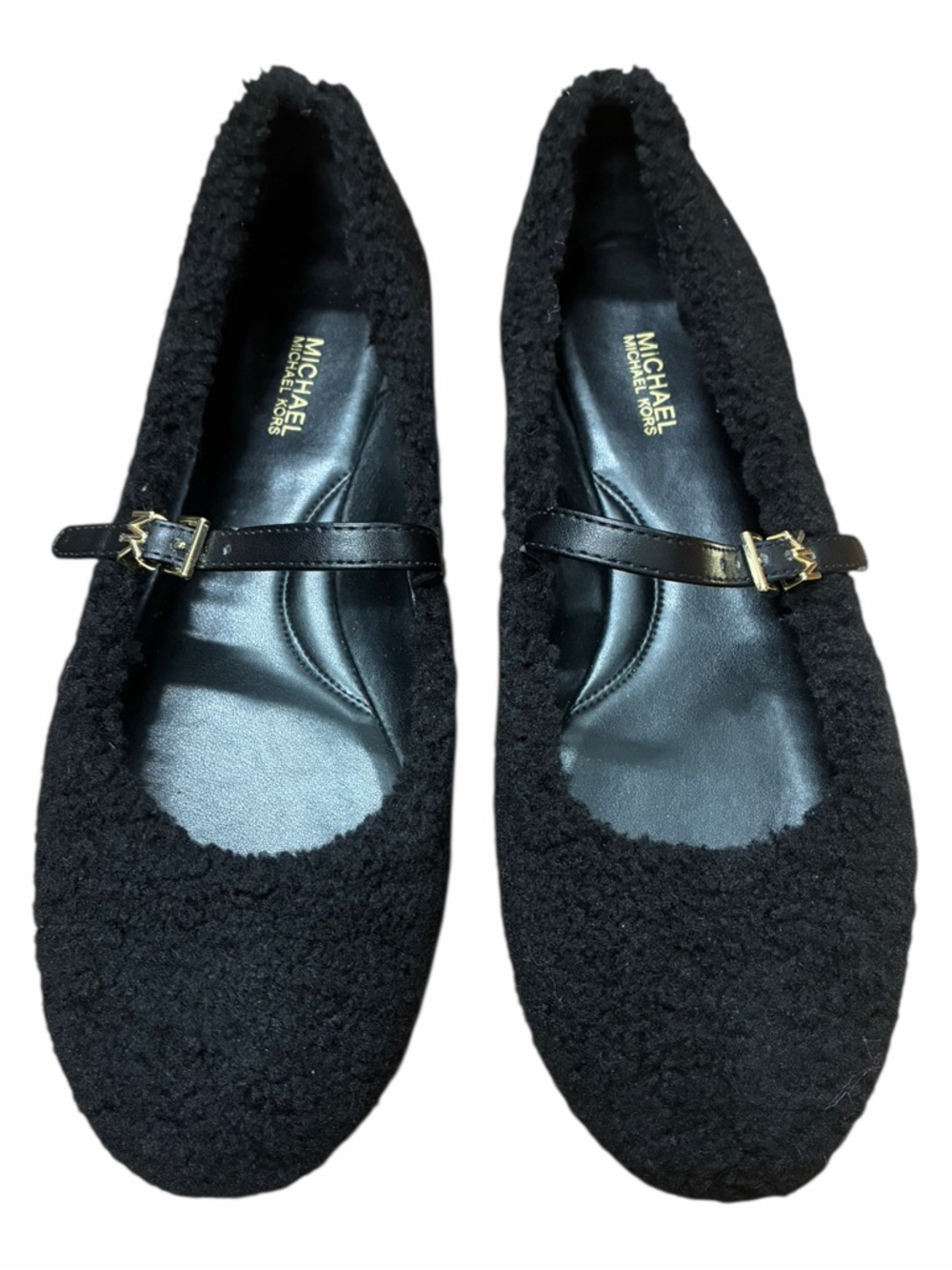 Women’s Michael Kors Black Mara Faux Shearling Ballet Slippers sz-9